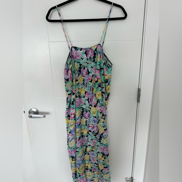 Rare 80s Vintage Christian Dior Floral Maxi Slip Designer Dress - Picture 5 of 7